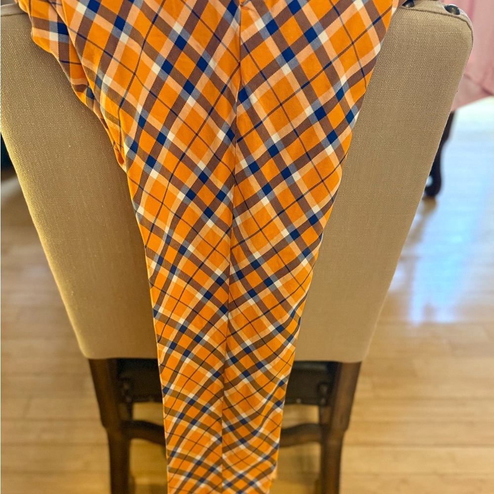 Orange and Blue Plaid Men's Pants
